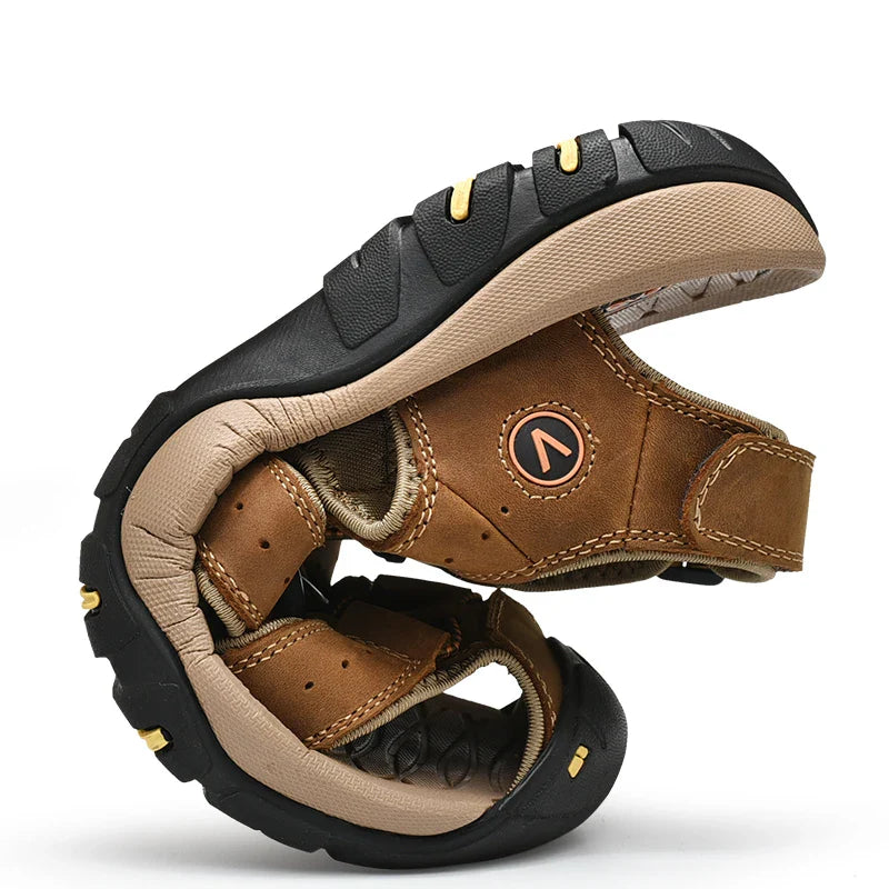 Sandália Masculina de Couro Antiderrapante - Adventure